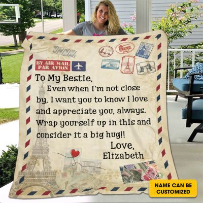 Airmail To My Bestie Letter Personalized Best Friends Fleece Blanket - Custom Name BFF Gifts Mink Blanket