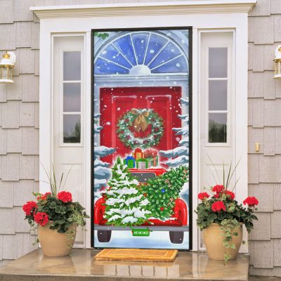 Alternative view of Christmas Snow Christmas Tree Decorative Door Cover - Christmas Door Decoration