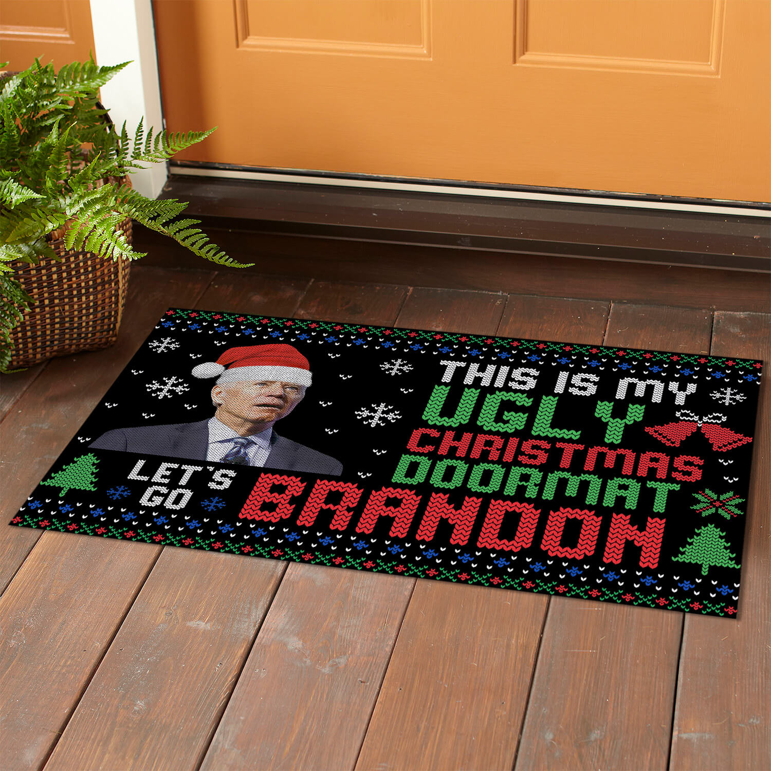 3TM. My Ugly Christmas Brandon Doormat Doormat mockup 1