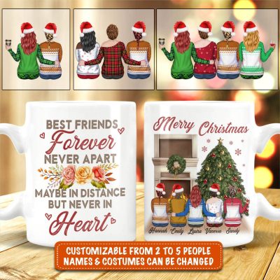 Best Friends Forever Never Apart Personalized Best Friends Christmas Coffee Mug - Custom Bestie BFF Xmas Gifts