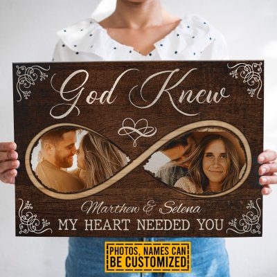 Alternative view of Personalized Photo God Knew My Heart Needed You Couple Framed Canvas Prints - Unframed Poster