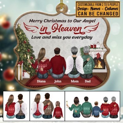 Alternative view of Personalized Merry Christmas To Our Angel In Heaven Love And Miss You Everyday Custom Shaped Wooden Christmas Ornament