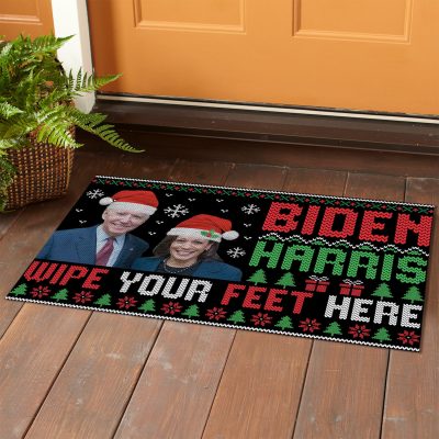 Alternative view of Joe Biden Kamala Harris Wipe Your Feet Here Doormat - Funny Biden Harris Christmas Doormat