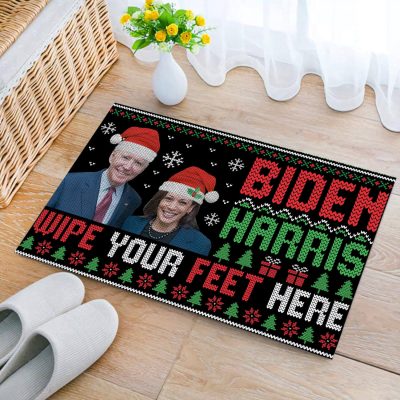 Joe Biden Kamala Harris Wipe Your Feet Here Doormat - Funny Biden Harris Christmas Doormat