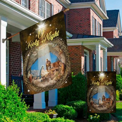 Alternative view of O Holy Night Christ Nativity Scene Christmas Garden Flag - Christian Jesus Holy Family Christmas House Flag