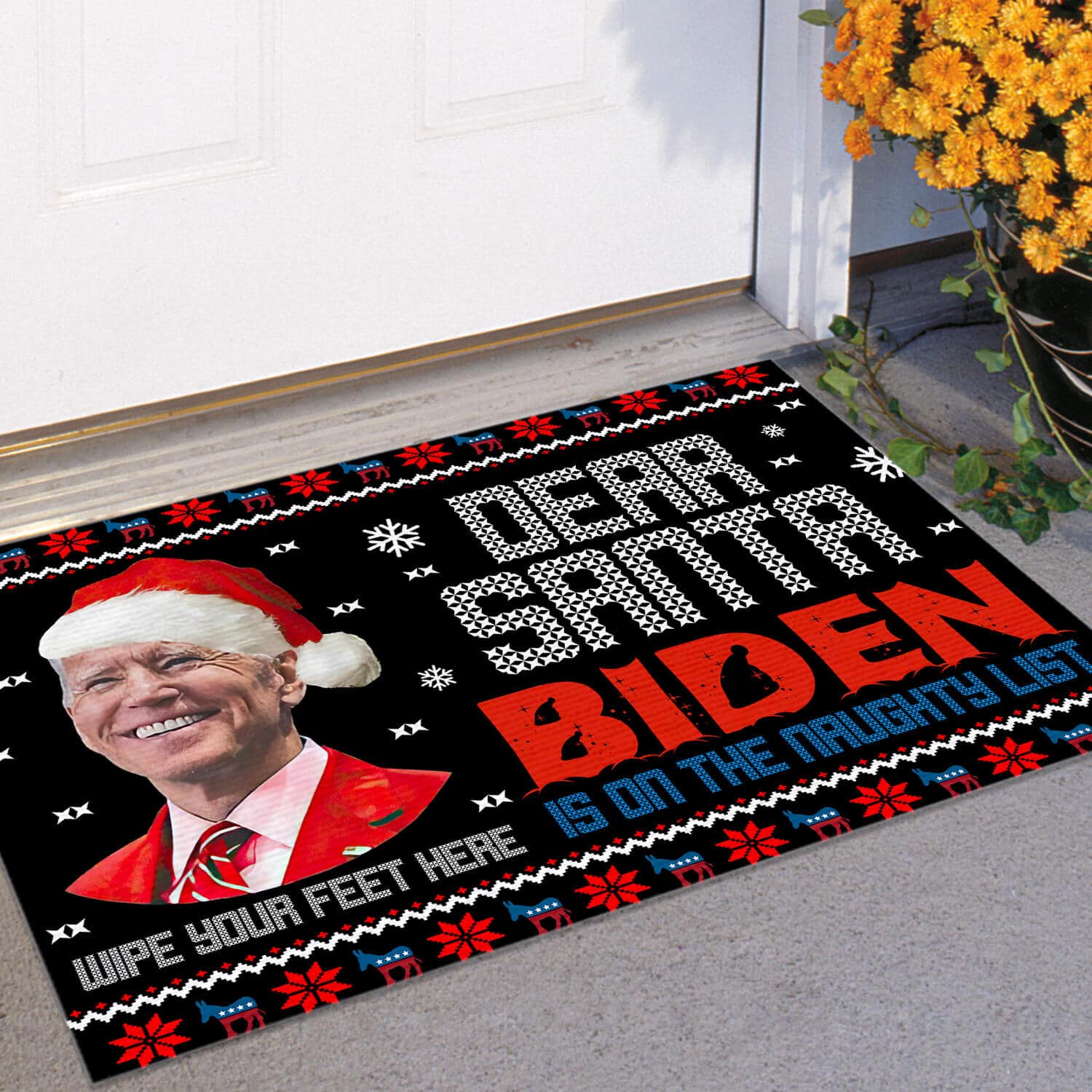 1TM UU TIEN. Dear Santa Biden Naughty (5) Doormat mockup 11