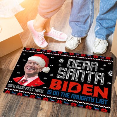 Alternative view of Dear Santa Biden Is On The Naughty List Wipe Your Feet Here Biden Doormat - Funny Biden Christmas Doormat