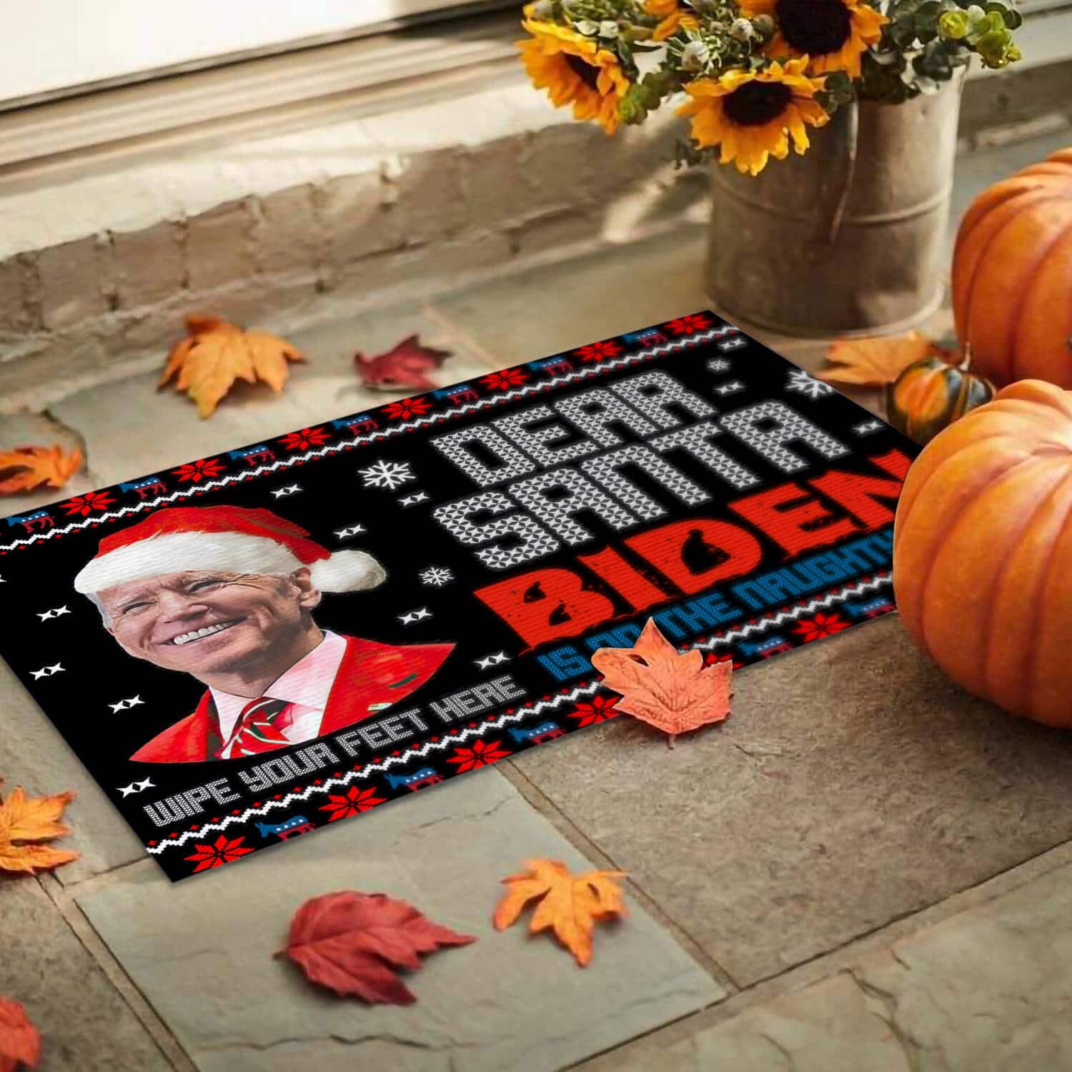 1TM UU TIEN. Dear Santa Biden Naughty (5) Doormat mockup 9