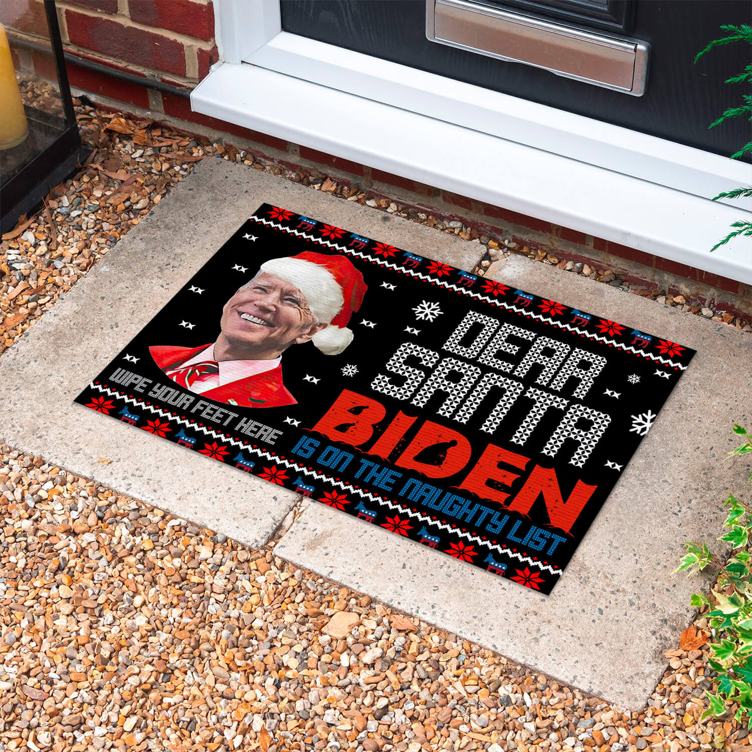1TM UU TIEN. Dear Santa Biden Naughty (5) Doormat mockup 10
