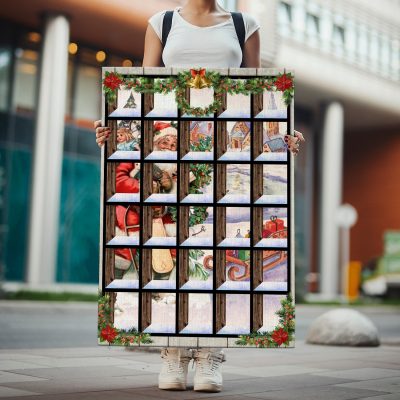 Alternative view of Christmas Glass Santa Wrapped Framed Canvas - Home Decor Wall Art - Christmas Poster Gift