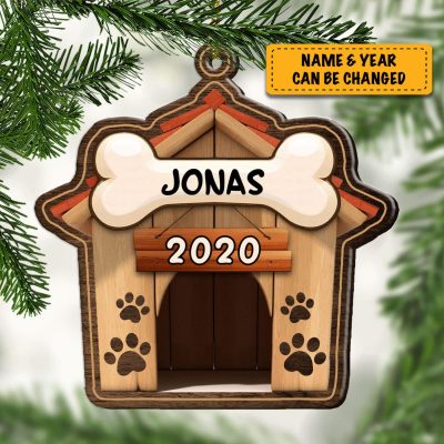 Alternative view of Personalized Your Pet's Name Dog House Christmas Ornament - Custom Christmas Ornaments For Dog Lovers