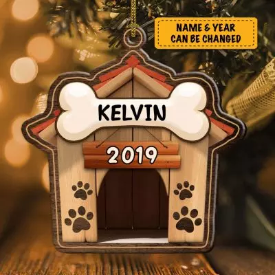 Personalized Your Pet's Name Dog House Christmas Ornament - Custom Christmas Ornaments For Dog Lovers