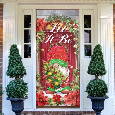 Let It Be Christmas Happy Gnome Decorative Door Cover - Christmas Gift Door Decor