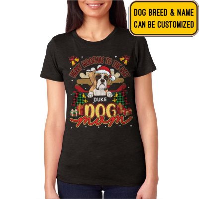 Alternative view of Personalized Dog Breed Merry Woofmas To The Best Dog Mom T-Shirt - V-Neck - Hoodie - Custom Dog Mom Gifts