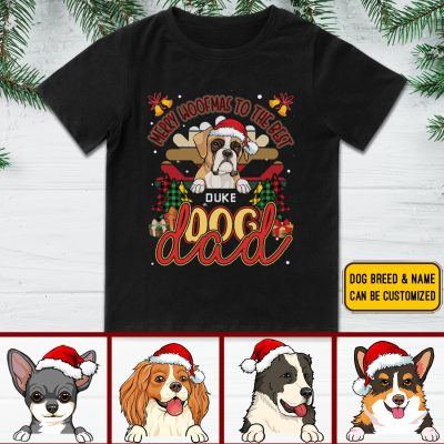 Personalized Dog Breed Merry Woofmas To The Best Dog Dad T-Shirt - Hoodie - Custom Dog Dad Gifts