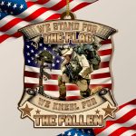 We Stand for The Flag We Keel for The Fallen Memorial Veteran Decorative Custom Shaped Wooden Christmas Ornament Keepsake