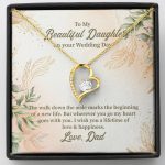 From Dad To My Beautiful Daughter On Your Wedding Day The Walk Down Forever Love Heart Pendant Necklace - Forever Love Necklace (18K Yellow Gold)