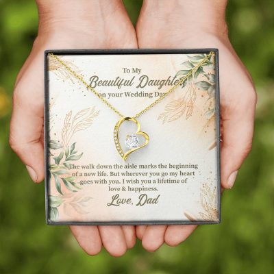 From Dad To My Beautiful Daughter On Your Wedding Day The Walk Down Forever Love Heart Pendant Necklace