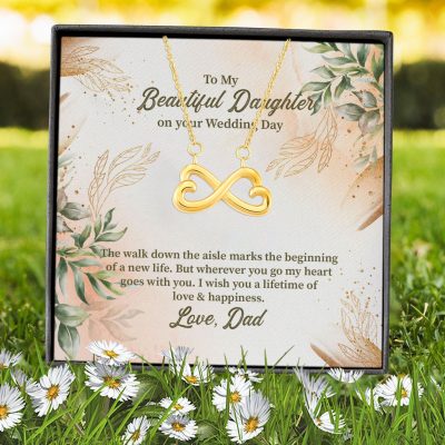 Alternative view of From Dad To My Beautiful Daughter On Your Wedding Day The Walk Down Infinity Heart Pendant Necklace