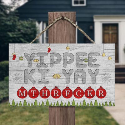 Alternative view of Yippee Ki Yay Mthrfckr Die Hard Christmas Wooden Door Sign - Front Porch Sign Indoor Outdoor Decor Farmhouse