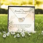 From Dad To My Beautiful Daughter On Your Wedding Day The Walk Down Interlocking Hearts Pendant Necklace