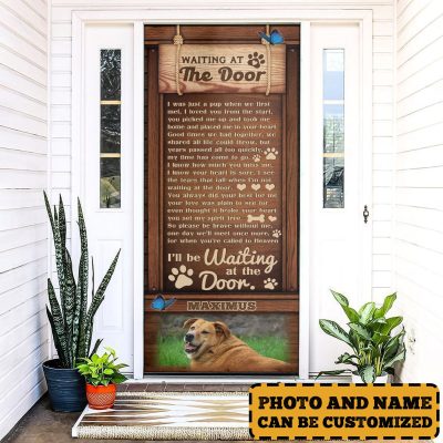 Alternative view of Personalized Photo Waiting at The Door Decorative Door Cover - Dog Memorial Door Cover