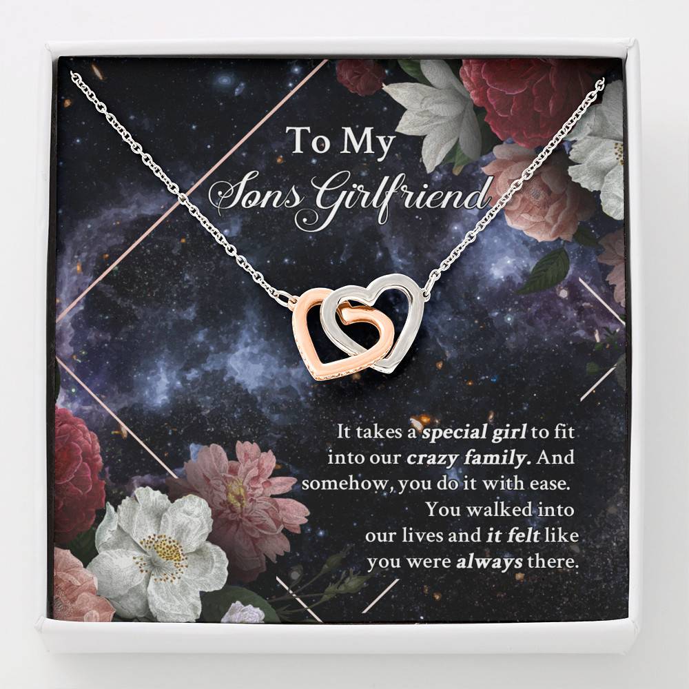 To My Sons Girlfriend It Takes A Special Girl To Fit Into Our Crazy Family Interlocking Hearts Pendant Necklace - Interlocking Hearts Necklace