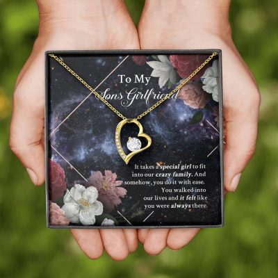 To My Sons Girlfriend It Takes A Special Girl To Fit Into Our Crazy Family Forever Love Heart Pendant Necklace