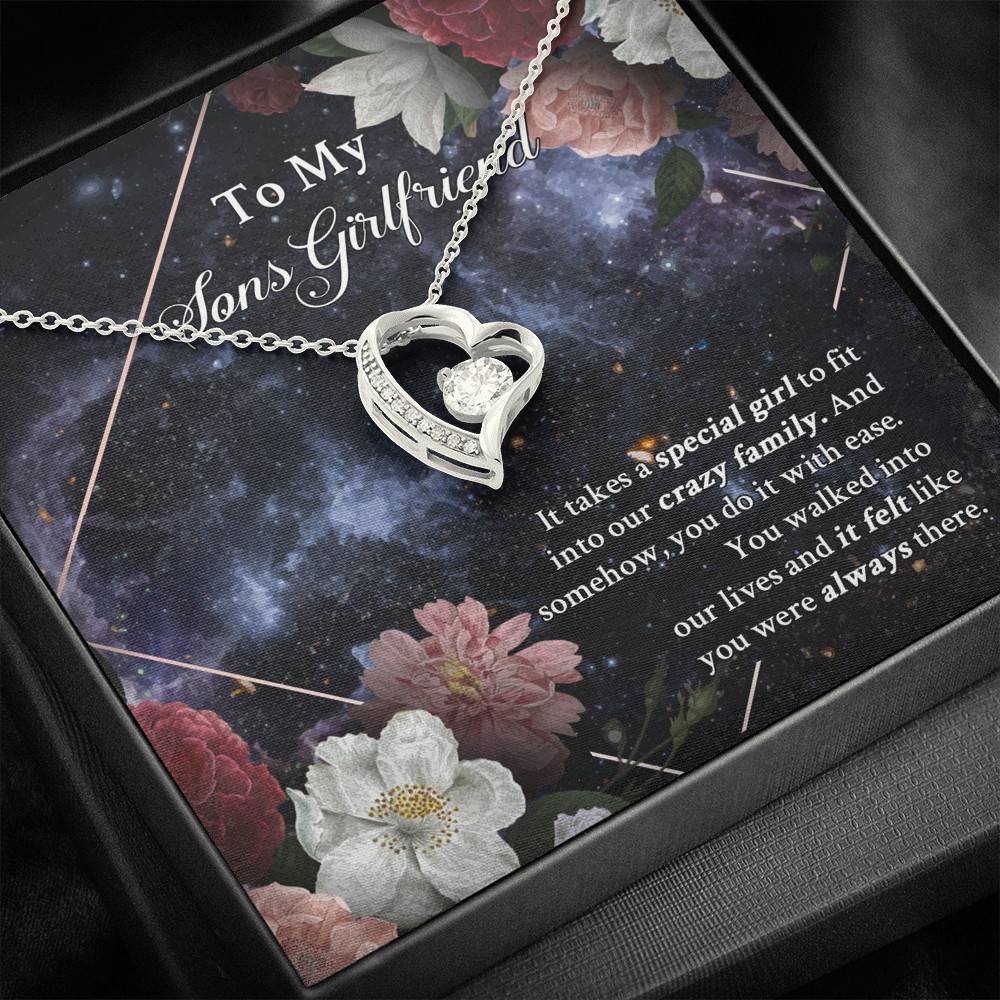 To My Sons Girlfriend It Takes A Special Girl To Fit Into Our Crazy Family Forever Love Heart Pendant Necklace To My Sons Girlfriend It Takes A Special Girl To Fit Into Our Crazy Family Forever Love Heart Pendant Necklace