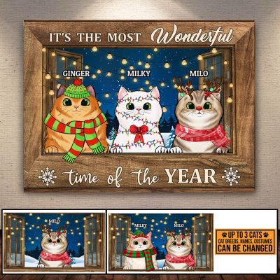 Personalized Cat Breeds It's The Most Wonderful Time Of The Year Wrapped Canvas Prints - Unframed Poster
