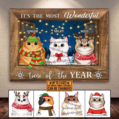 Alternative view of Personalized Cat Breeds It's The Most Wonderful Time Of The Year Wrapped Canvas Prints - Unframed Poster