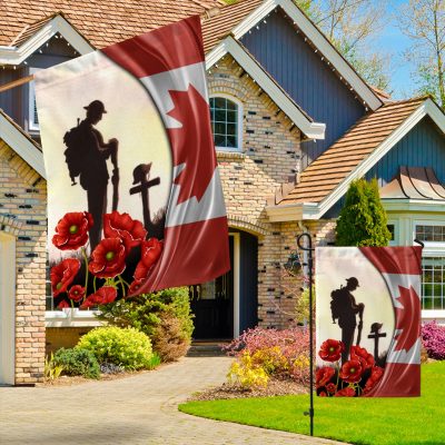 Alternative view of Canada Veteran Flag Remembrance Armistice Poppy Veterans Outdoor Indoor Decorative Garden Flag - House Flag - Wall Flag