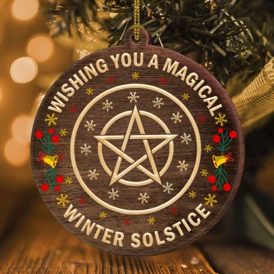 Alternative view of Wishing You A Magical Winter Solstice Christmas Circle Ornament - Pagan Yule Christmas Ornament Gifts