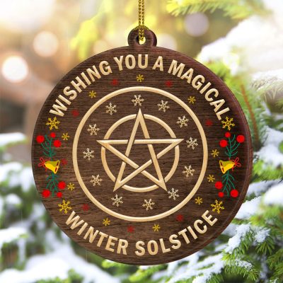 Wishing You A Magical Winter Solstice Christmas Circle Ornament - Pagan Yule Christmas Ornament Gifts