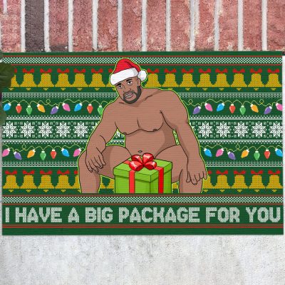 Barry Wood I Have A Big Package For You Ugly Christmas Funny Indoor Outdoor Doormat
