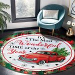14 HG. It's The Most Beautiful Time Rug(7) Round Rug Mockup 8