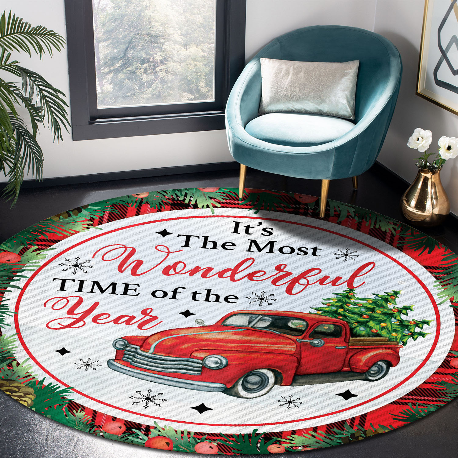 14 HG. It's The Most Beautiful Time Rug(7) Round Rug Mockup 8