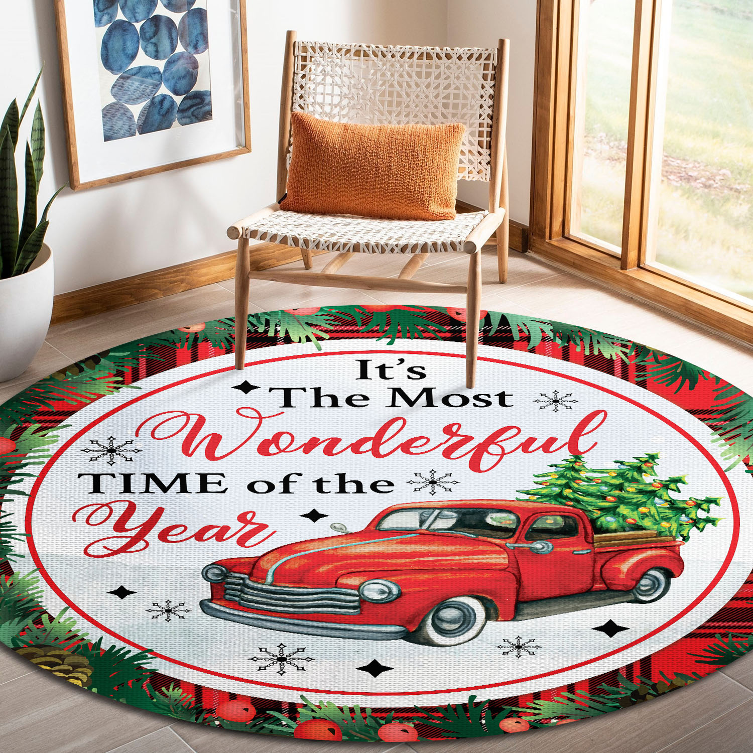 14 HG. It's The Most Beautiful Time Rug(7) Round Rug Mockup 4