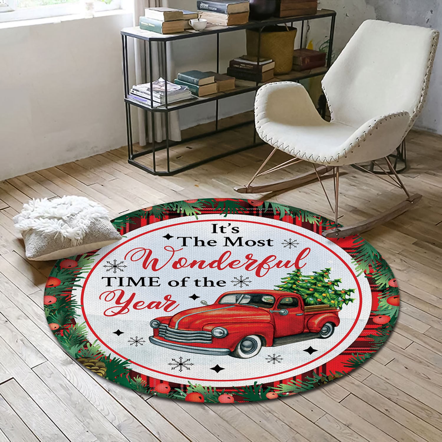 14 HG. It's The Most Beautiful Time Rug(7) Round Rug Mockup 7
