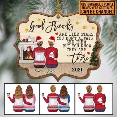 Good Friends Are Like Stars Personalized Best Friends Christmas Custom Shaped Ornament - Bestie Xmas Gifts