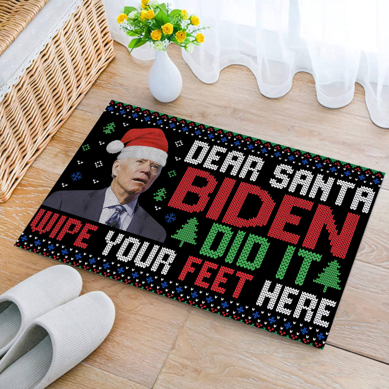 3TM. Dear Santa Biden Did It Doormat Doormat mockup 2