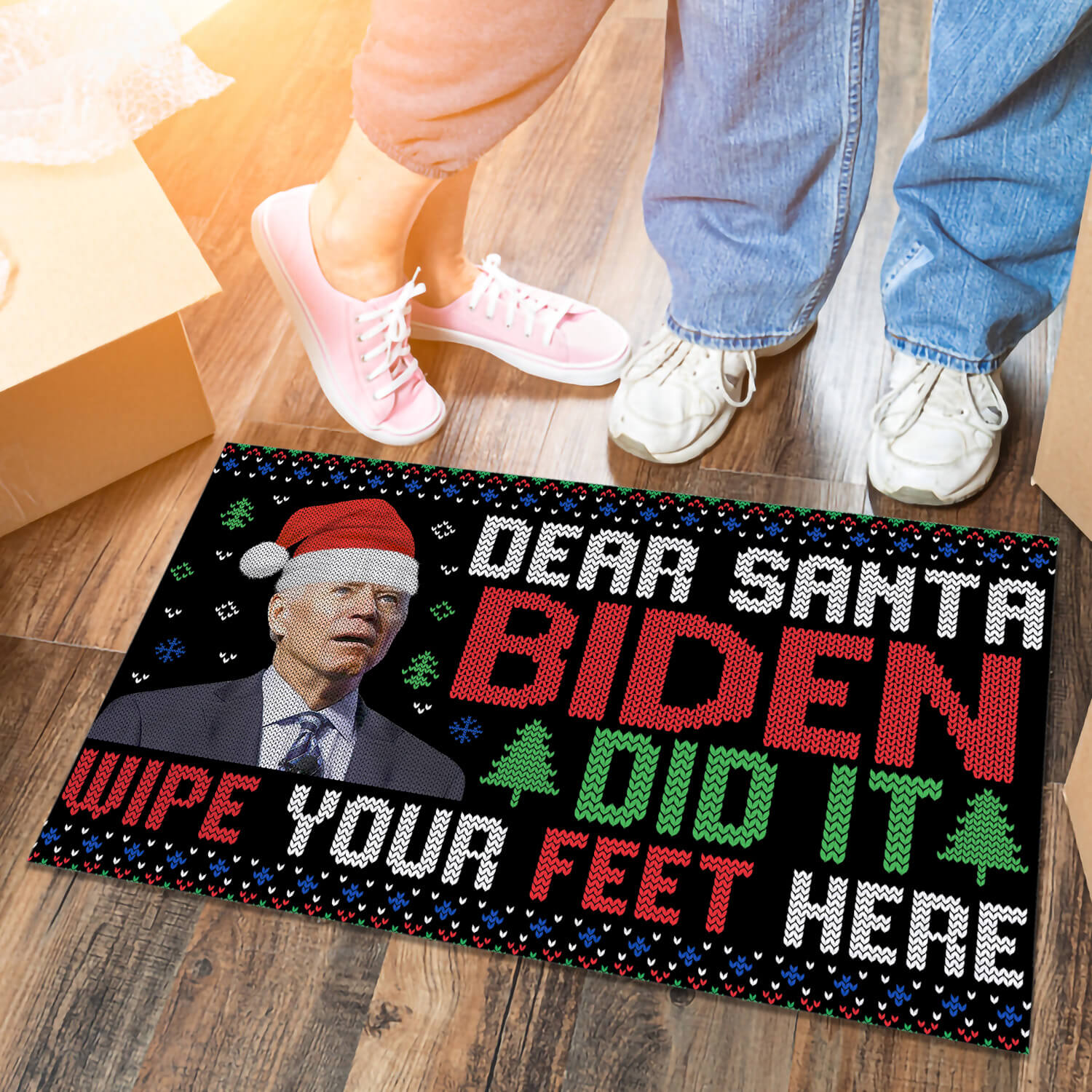 3TM. Dear Santa Biden Did It Doormat Doormat mockup 6