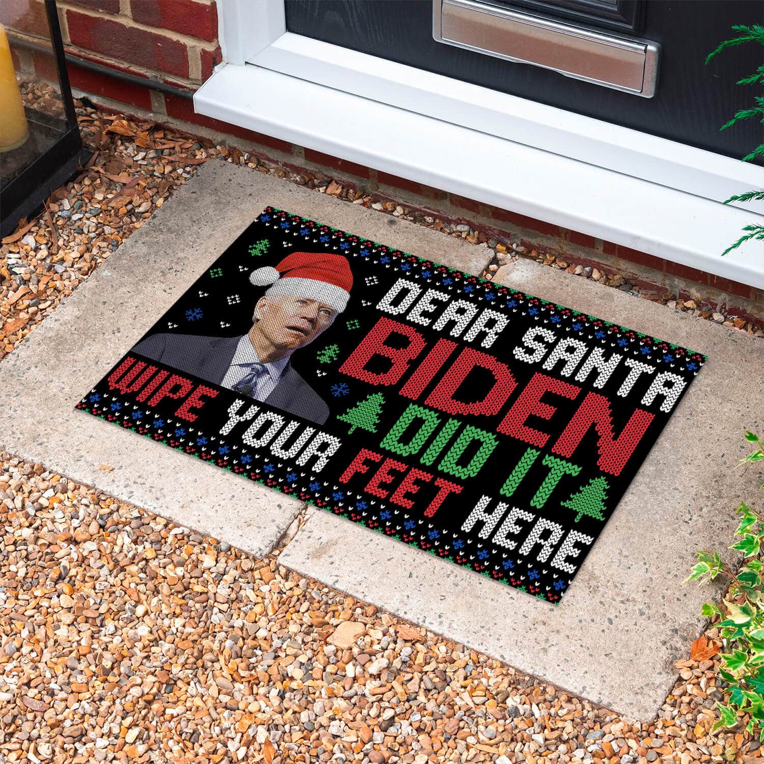 3TM. Dear Santa Biden Did It Doormat Doormat mockup 10
