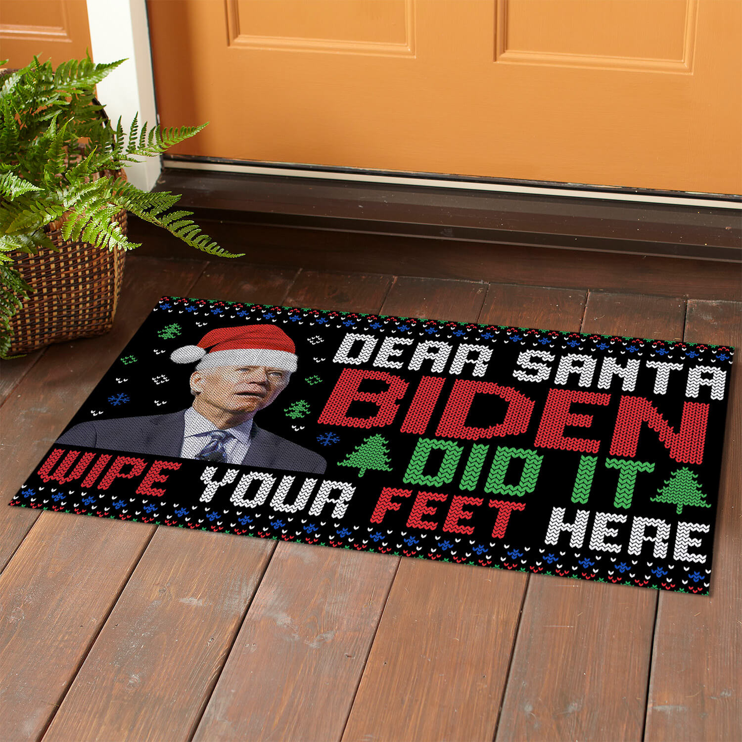 3TM. Dear Santa Biden Did It Doormat Doormat mockup 1