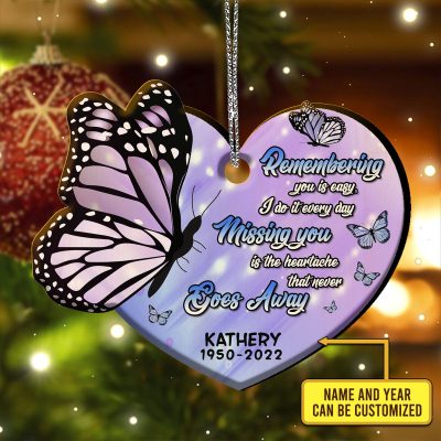 Personalized Remembering You Is Easy Christmas In Heaven Ornament - Memorial Ornament For Loss Of Loved One