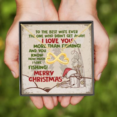 Alternative view of To The Best Wife Ever The One Who Didn't Get Away I Love You More Than Fishing Infinity Heart Pendant Necklace