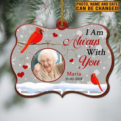 Alternative view of Custom Photo Cardinal I'm Always With You Personalized Memorial Custom Shaped Christmas Ornament Keepsake