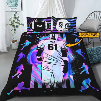 Alternative view of Personalized Football American Flag Custom Bedding Set - Pillow and Duvet Cover - Custom Football Lover Gifts