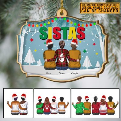 Sistas Soul Sisters Personalized Best Friend Chrismas Custom Shaped Ornament - Custom Best Friends Christmas Gifts