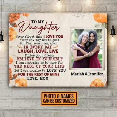Personalized Photo From Mom To My Daughter Never Forget That I Love You Framed Canvas Print - Unframed Poster